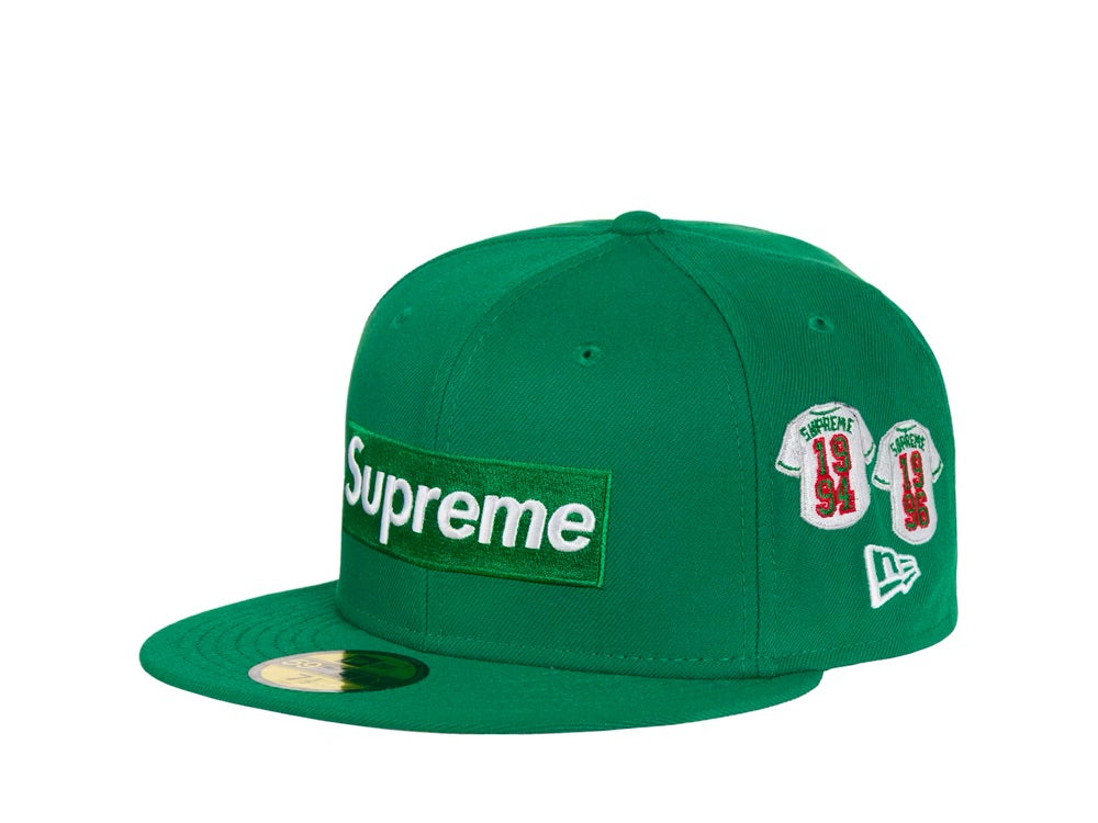 Supreme Jerseys Box Logo New Era Fitted Hat Green Elusive Sneaks