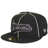 Supreme x New Era Piping Script Logo Cap Black
