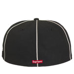 Supreme x New Era Piping Script Logo Cap Black