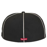 Supreme x New Era Piping Script Logo Cap Black