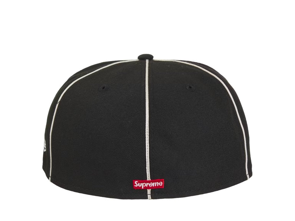 Supreme x New Era Piping Script Logo Cap Black