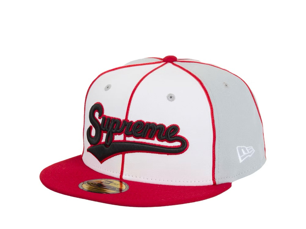 Supreme x New Era Piping Script Logo Cap Grey