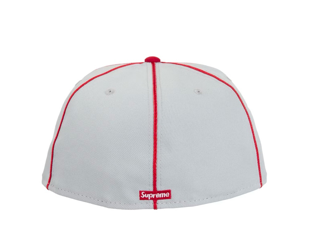 Supreme x New Era Piping Script Logo Cap Grey
