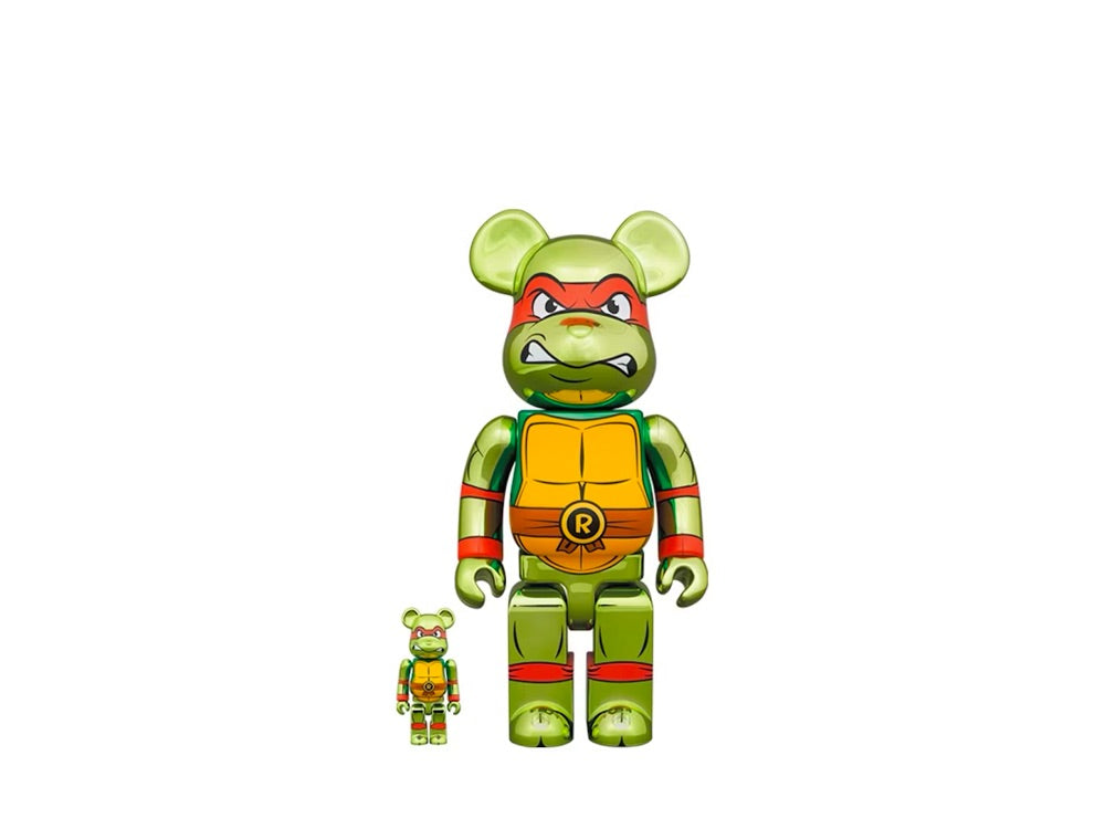 Bearbrick x Teenage Mutant Ninja Turtles Raphael Chrome 100% & 400% Set