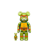 Bearbrick x Teenage Mutant Ninja Turtles Michelangelo Chrome 100% & 400% Set