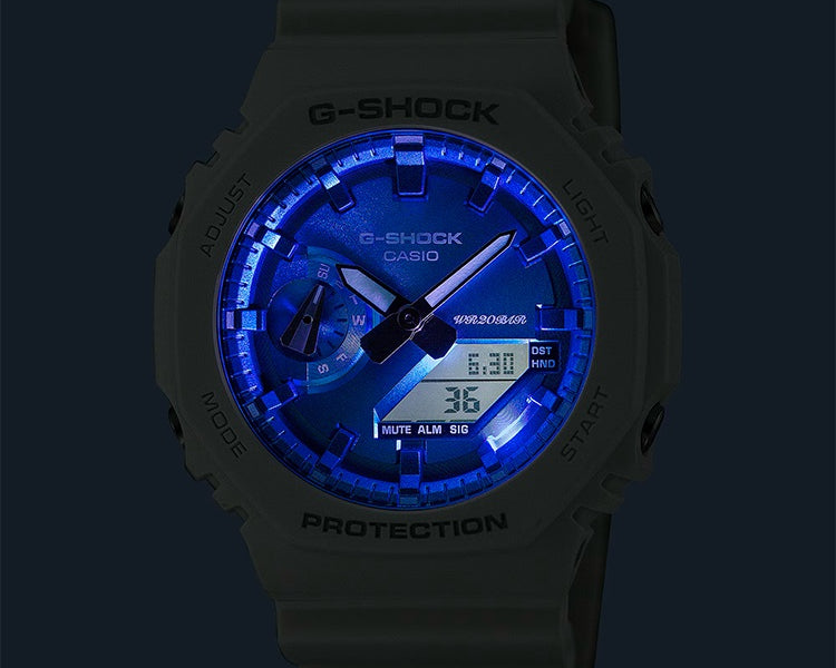 Casio G-SHOCK GA-2100 White Metallic Blue - GA-2100WS-7A
