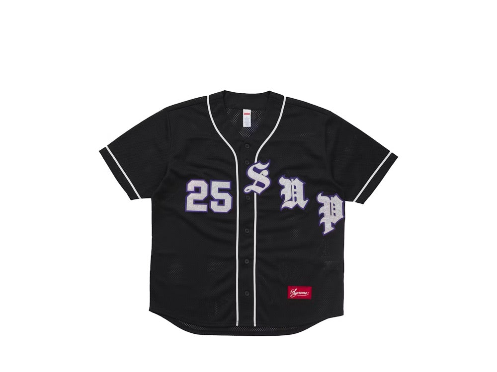 Supreme Old English Baseball Jersey Black - SS25KN10-BLACK