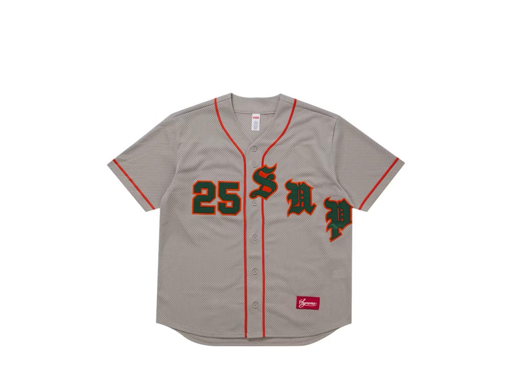 Supreme Old English Baseball Jersey Grey - SS25KN10-GREY