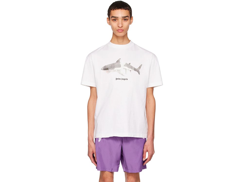 Palm Angels Shark T-Shirt White-PMAA001S22JER0110110