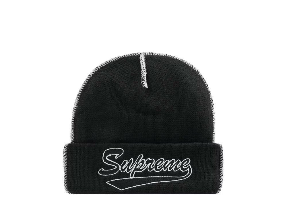 Supreme Contrast Stitch Beanie Black-N/A