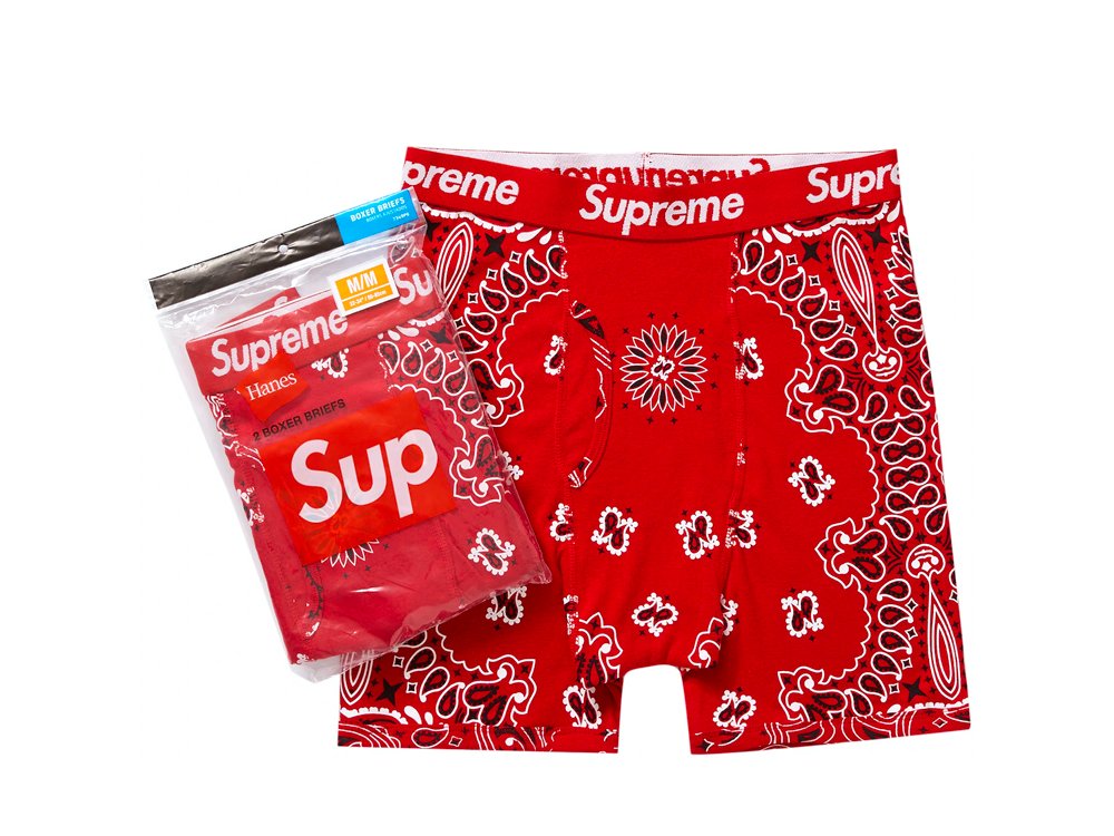 Supreme Hanes Bandana Boxer Briefs (2 Pack) Red-N/A