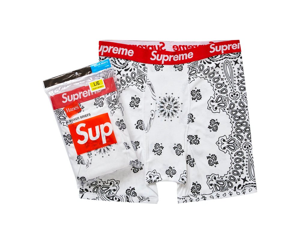 Supreme Hanes Bandana Boxer Briefs (2 Pack) White-N/A