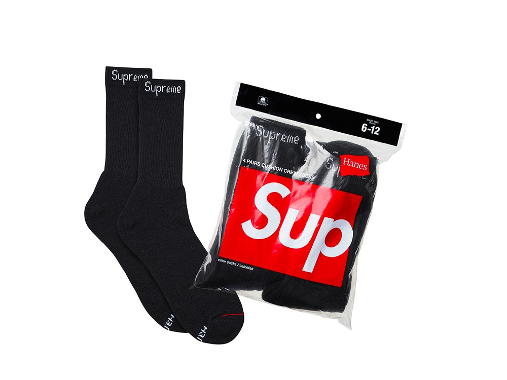 Supreme Hanes Crew Socks (4 Pack) Black-N/A