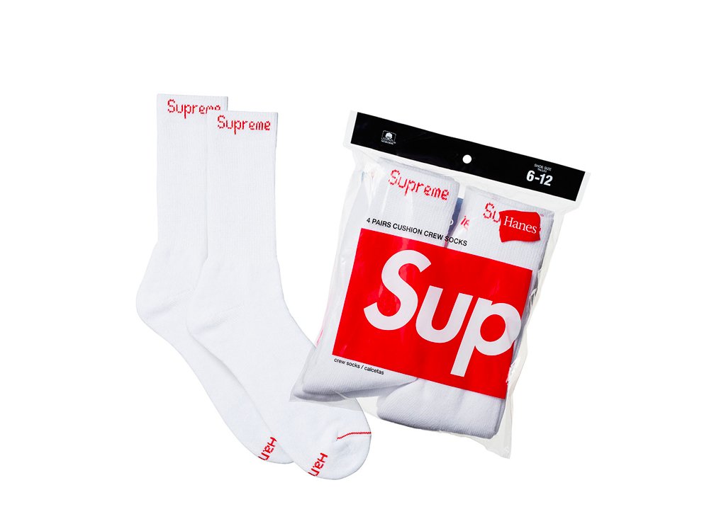 Supreme Hanes Crew Socks (4 Pack) White-N/A